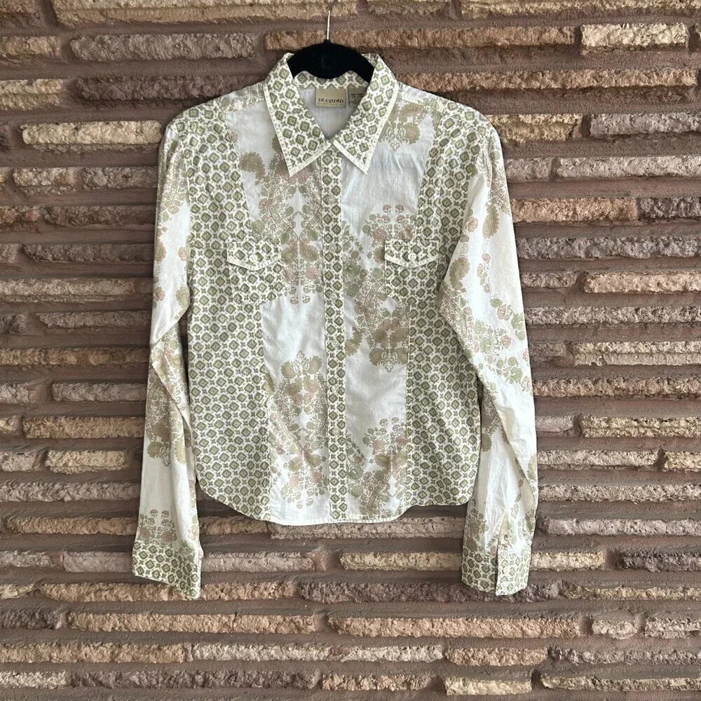 Decoded Patchwork Boho Print Button Front Shirt S… - image 6